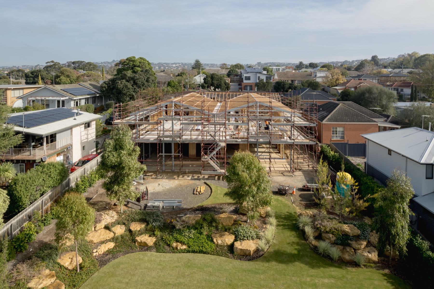 Lichen Grove, Highton — frame stage, aerial view