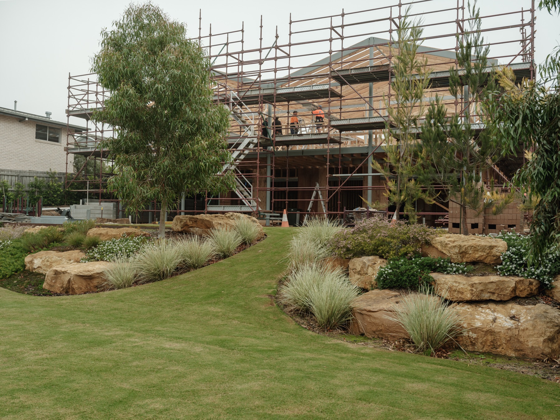 Lichen Grove, Highton — rear view across the established garden
