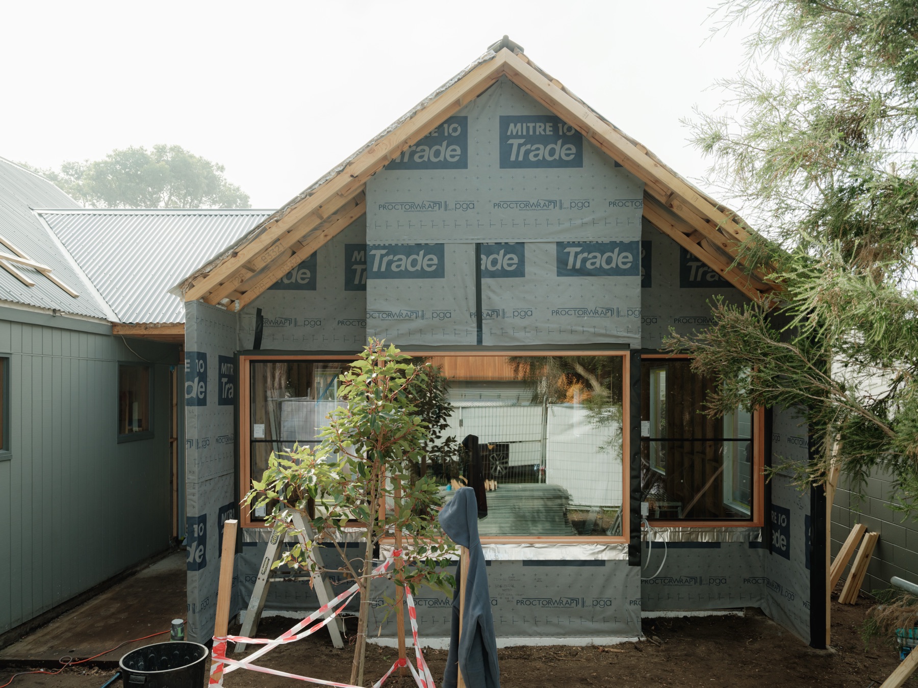 Sara St — new gable from the garden, in wrap